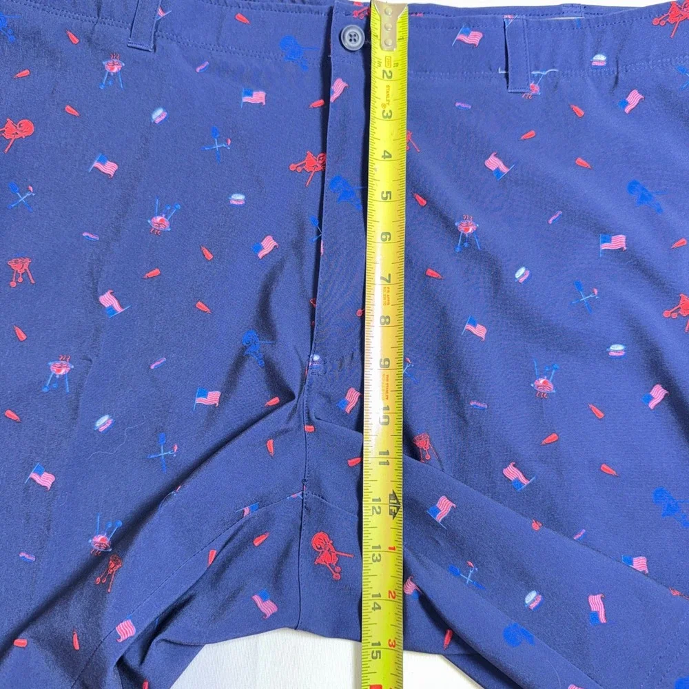 Pro Tour Mens 40 BBQ American Flag Patriotic Summer Performance Shorts Navy Blue
